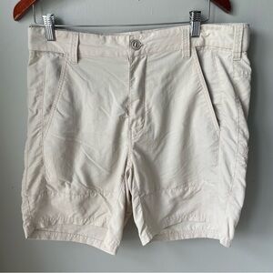 HUK‎ Performance Nylon Fishing Shorts (Men's Size Large) Tan Athletic 7” Inseam